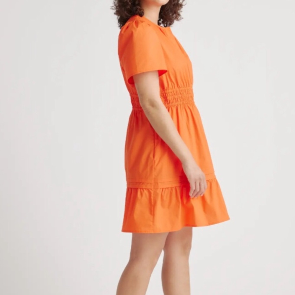 Quince Cotton Tiered Mini Dress Vermillion Red - Picture 2 of 9